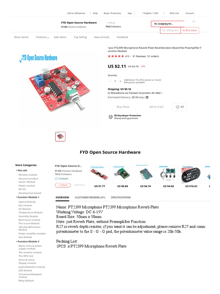 Jual PT2399 Microphone Reverb Plate Reverberation Board | Shopee Indonesia