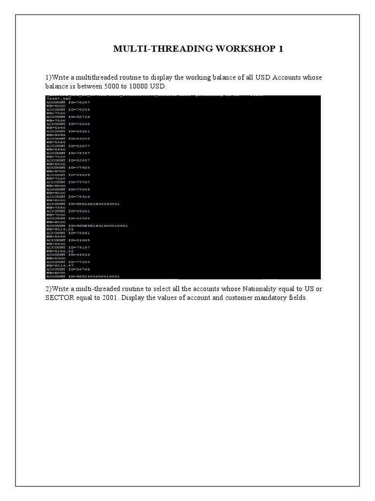 Multi-Threading Workshop for USD Accounts | PDF