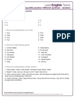 Speaking Skills Practice: Different Opinions - Answers: Preparation