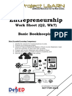 Entrepreneurship: Work Sheet (Q2, Wk7) Basic Bookkeeping