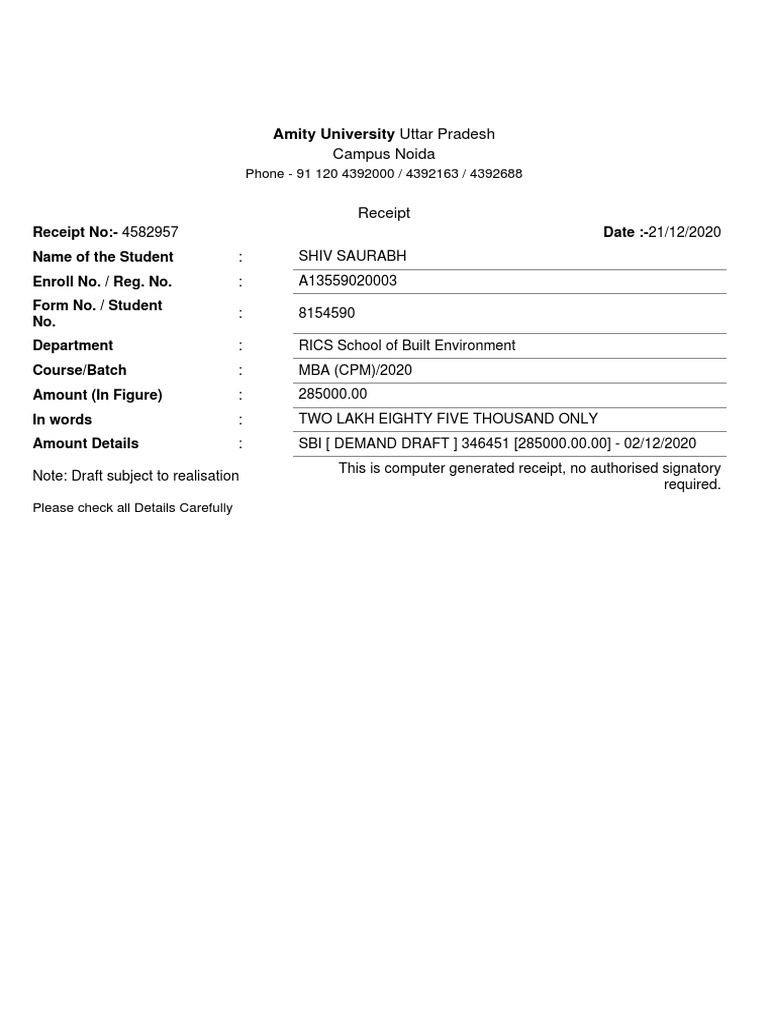 Amity University Uttar Pradesh: Campus Noida | PDF