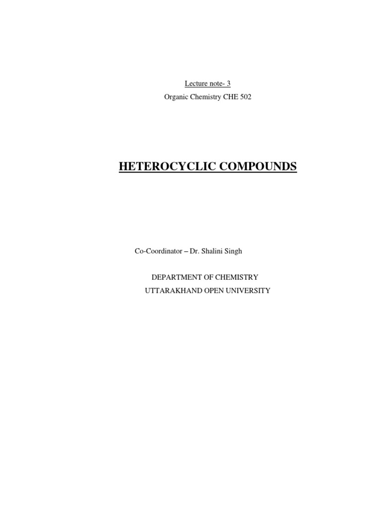 Introduction to Heterocyclic Compounds | PDF | Heterocyclic Compound ...