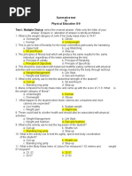 Summative Test in Physical Education G-9 Test L. Multiple Choice: Select The Nearest Answer. Write Only The Letter of Your