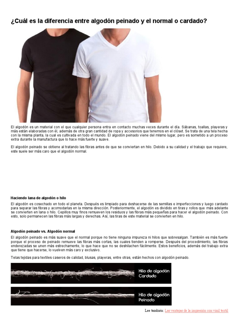 Informacion Sobre Algodon Peinado | PDF | Algodón | Ropa
