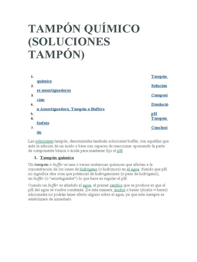 Tampón Químico PDF Ph Solución tampón