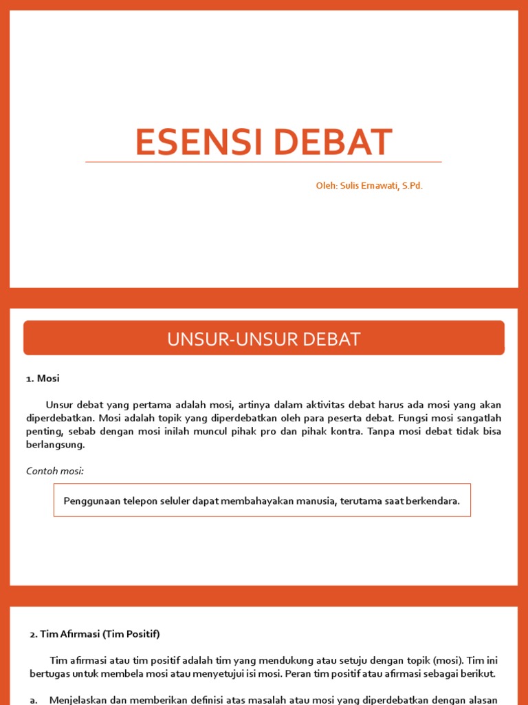 Materi Ab1 K2 Esensi Debat