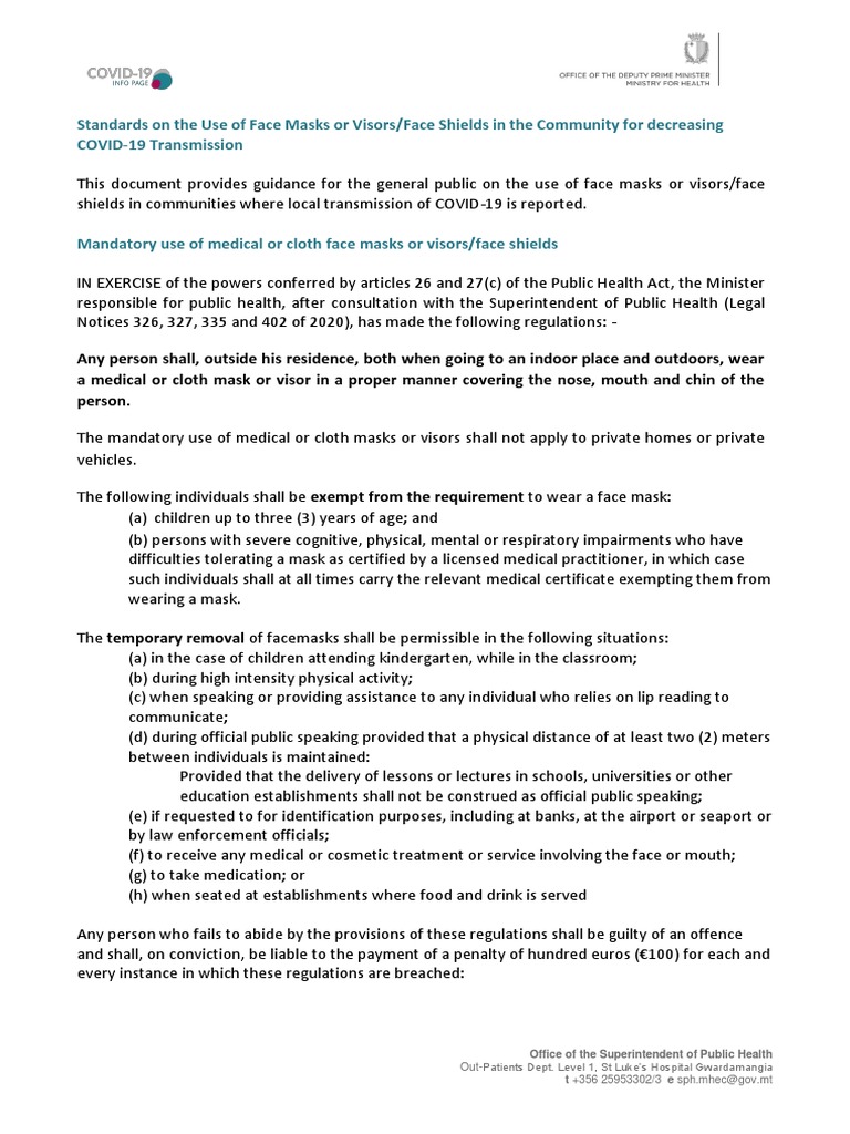 Face Mask Guidelines for COVID-19 Safety | PDF