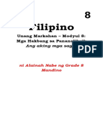 Quarter 1 Module 8 Answersheet (Filipino)