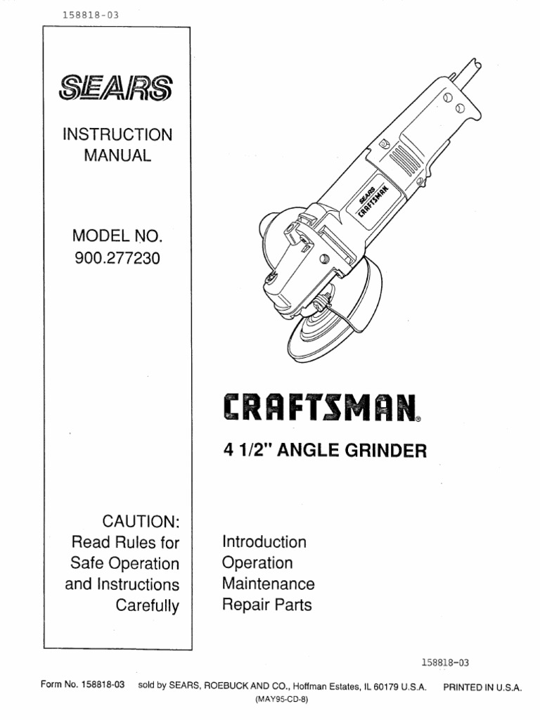 Craftsman 4.5-In. Angle Grinder 927726 Model 900.277230