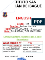 1 INGLES 1° (What Is Color) Semana Del 4 Al 8 de Mayo 2020