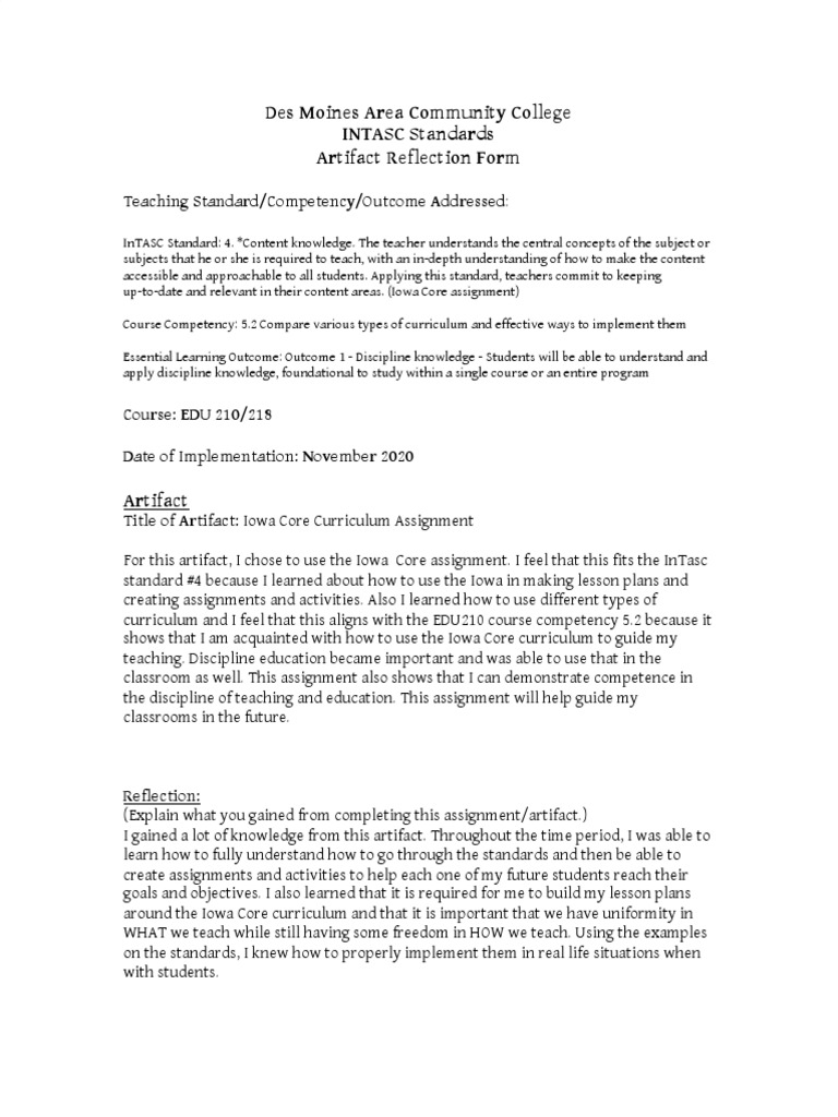 Intasc Standard 4 Iowa Core KK PDF