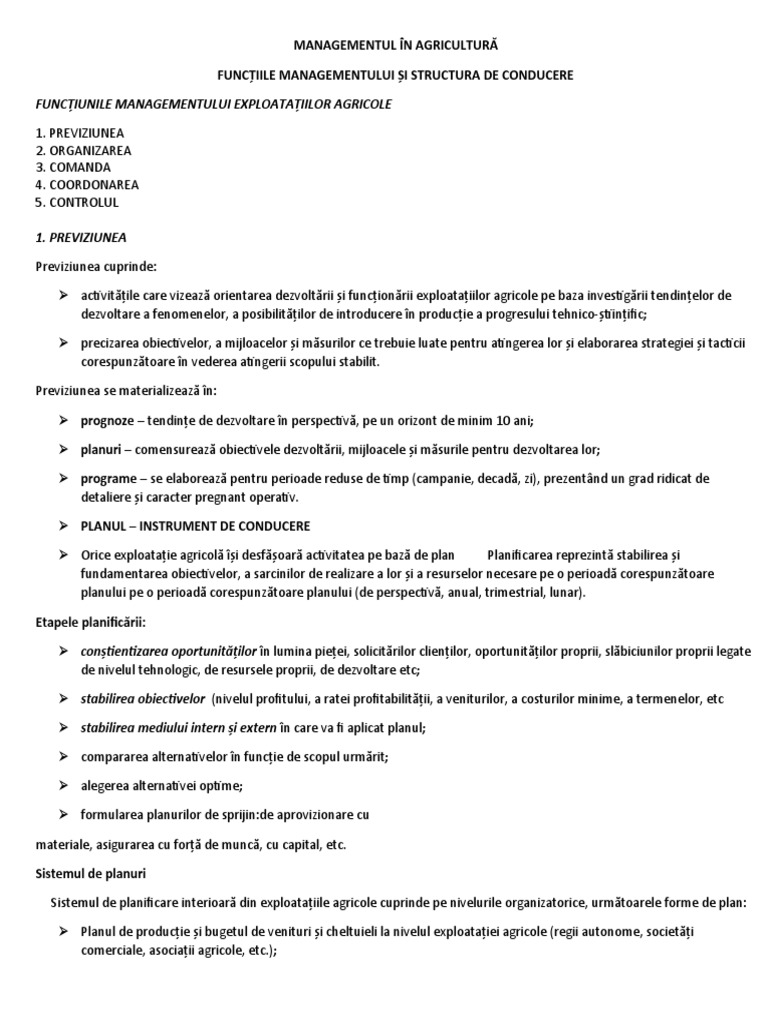 Managementul În Agricultură | PDF