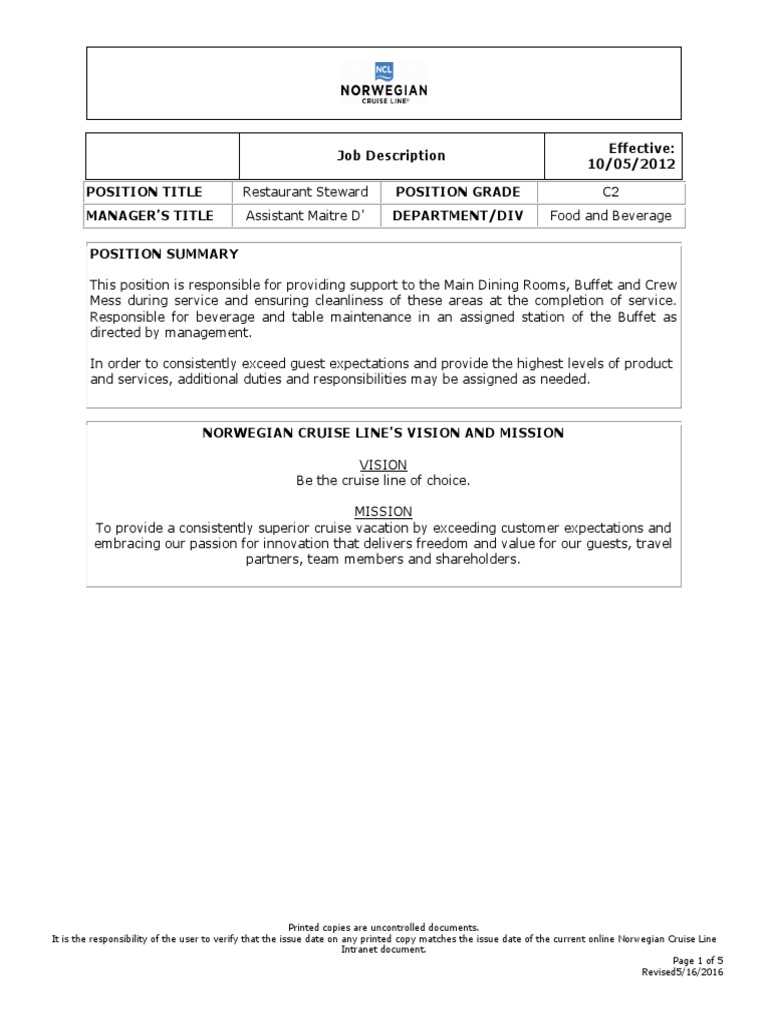 Job Description Effective: 10/05/2012 Position Title Position Grade ...