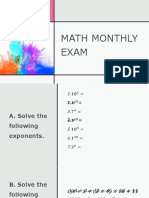 Math Monthly Exam