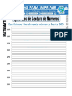 Ficha de Ejercicios de Lectura de Números para Primero de Primaria