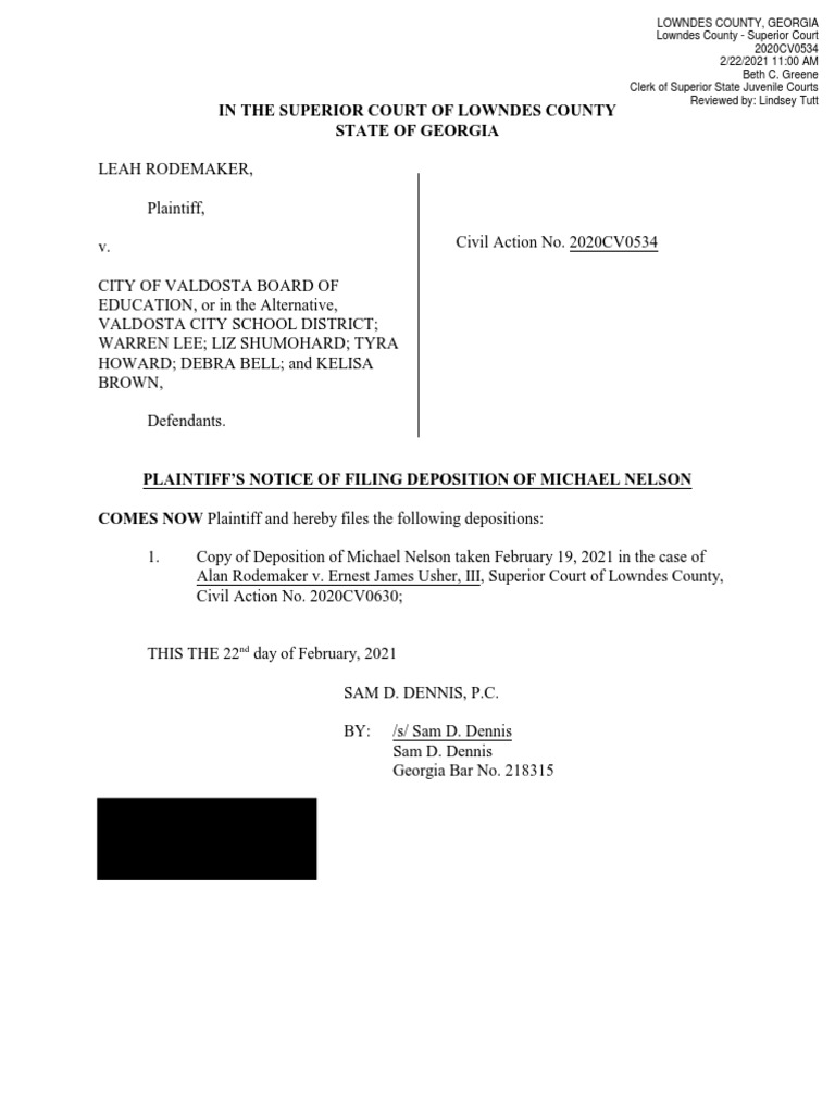 Deposition of Michael Nelson | PDF | Lawsuit | Justice