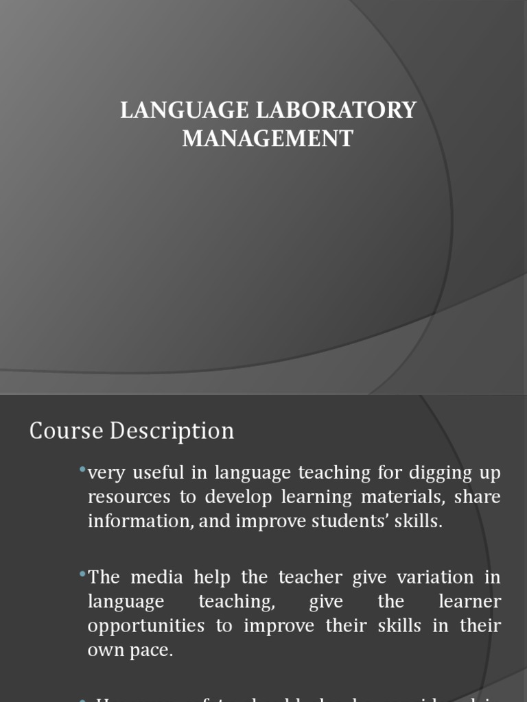 Language Laboratory Management PDF Language Education Laboratories