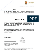 Certificado médico 36 años grupo O positivo