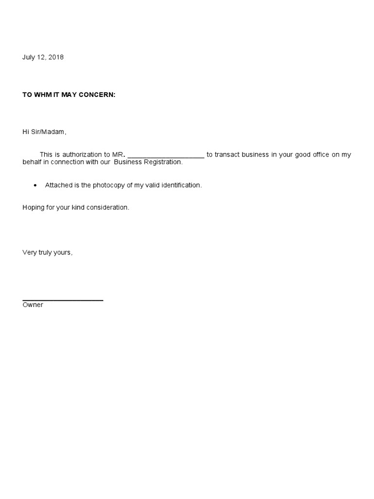 Authorization Letter DTI PDF