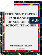 Pertinent Papers For Ranking of Senior High School Teacher: Jademark P. Veracis