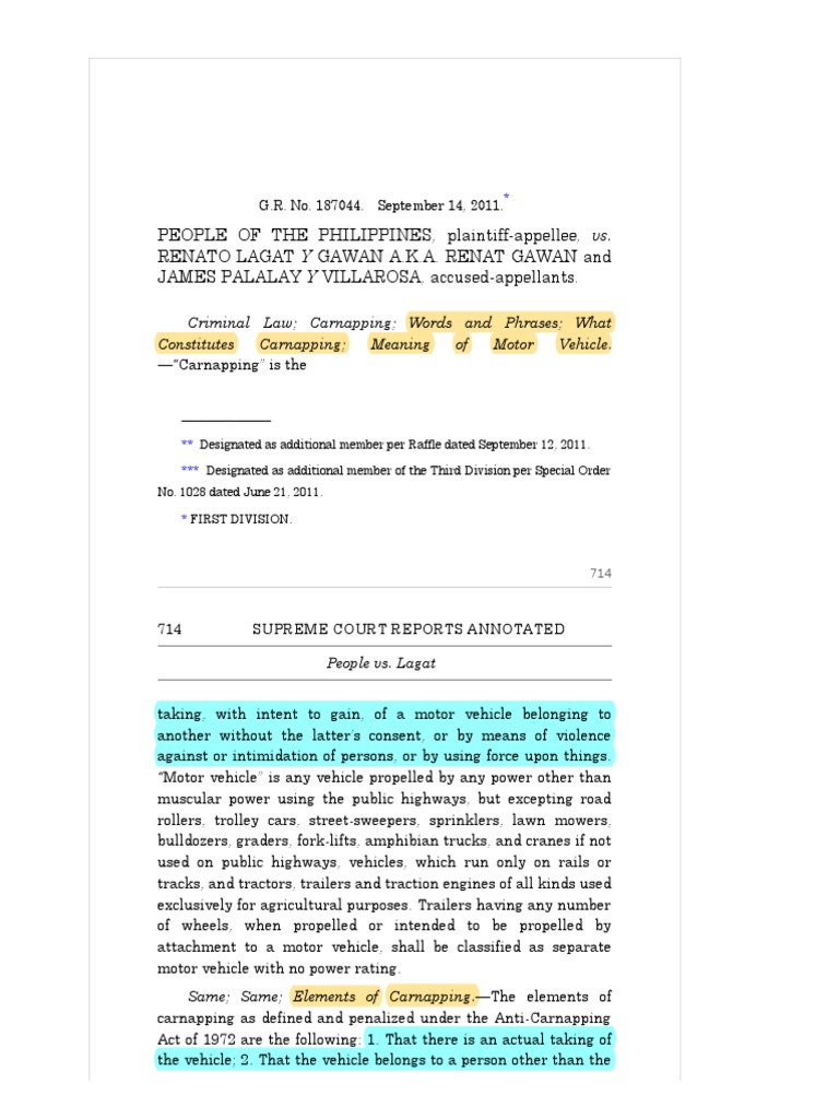 Supreme Court Ruling on Carnapping Case | PDF | Circumstantial Evidence ...