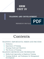 HRM Unit Iv: Training and Development