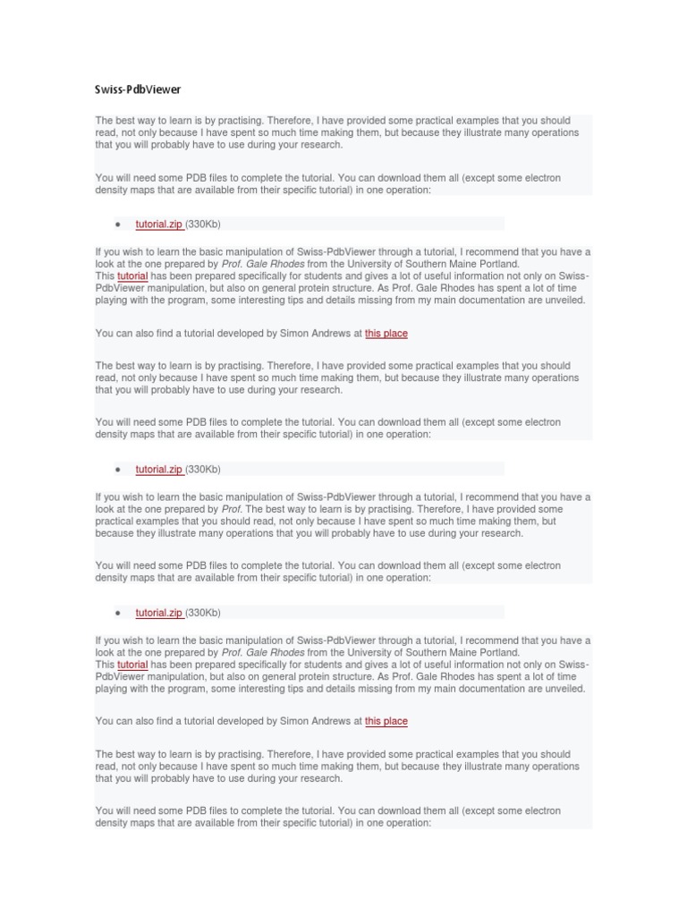 Swiss-Pdbviewer: Tutorial - Zip | PDF | Tutorial