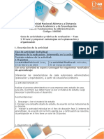 Guía de Actividades y Rúbrica de Evaluación - Unidad 1 - Fase 2 - Prever y Proponer Estrategias en La Planeación y Organización