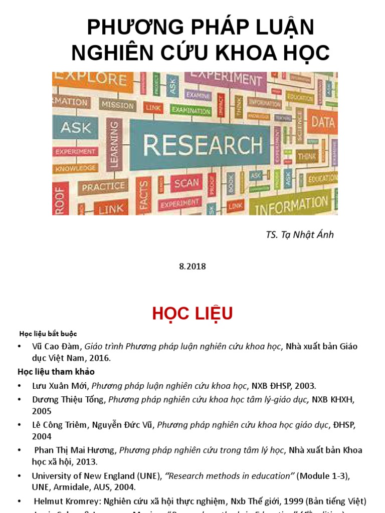 Bài Giảng PHƯƠNG PHÁP LUẬN NGHIÊN CỨU KHOA HỌC 2018 | PDF