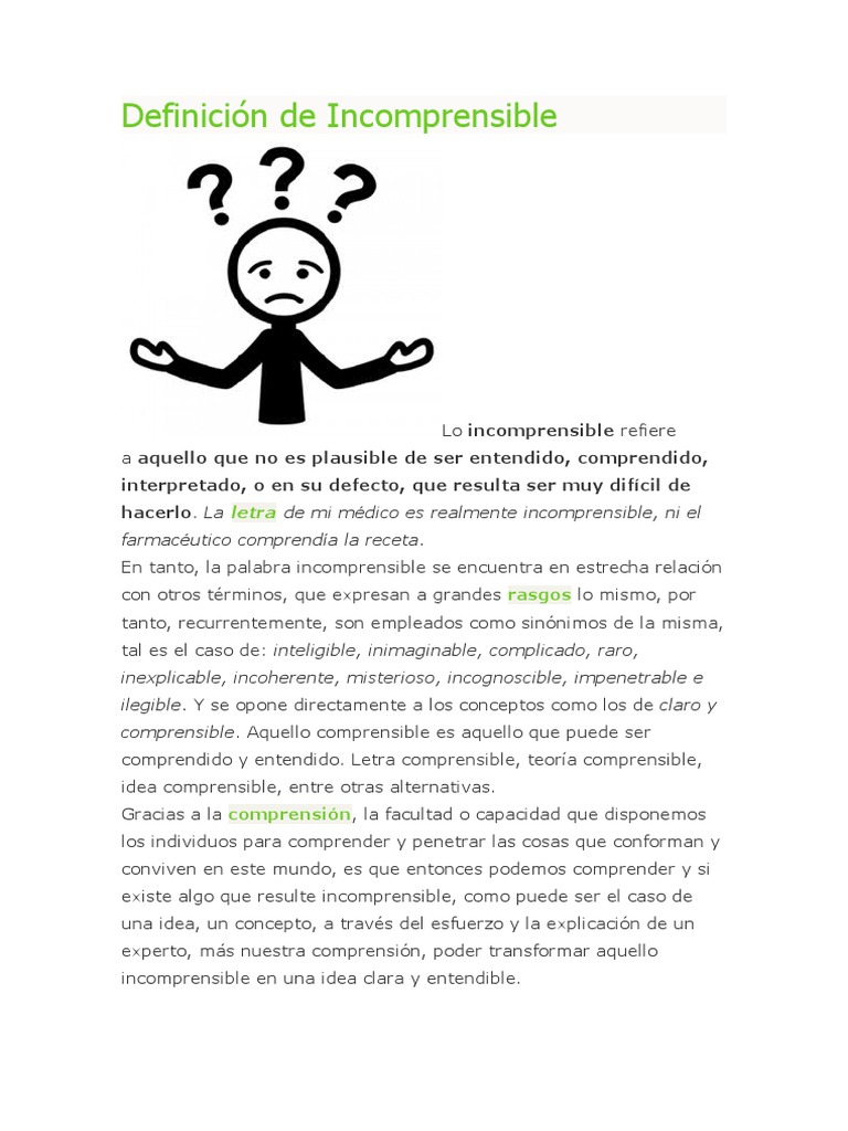 Definición de Incomprensible | PDF