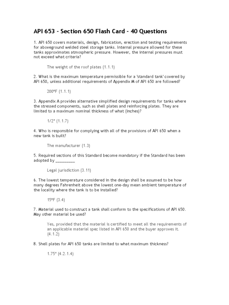 API 653: 40 Key Questions on AST Standards | PDF | Welding | Construction