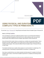 Using Physical and Duration Percent Complete Types in Primavera P6