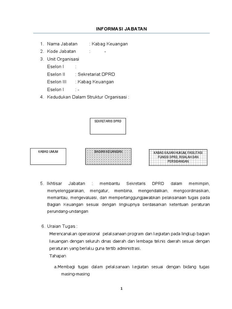 Tugas dan Fungsi Kabag Keuangan | PDF | Pengelolaan Keuangan & Uang