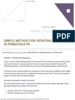 Simple Method For Updating Progress in Primavera P6 - Ten Six Consulting