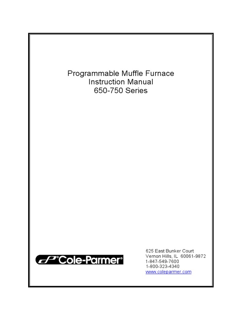 Programmable Muffle Furnace Instruction Manual 650750 Series PDF