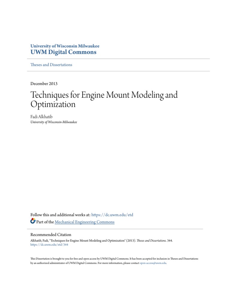 Techniques For Engine Mount Modeling and Optimization PDF