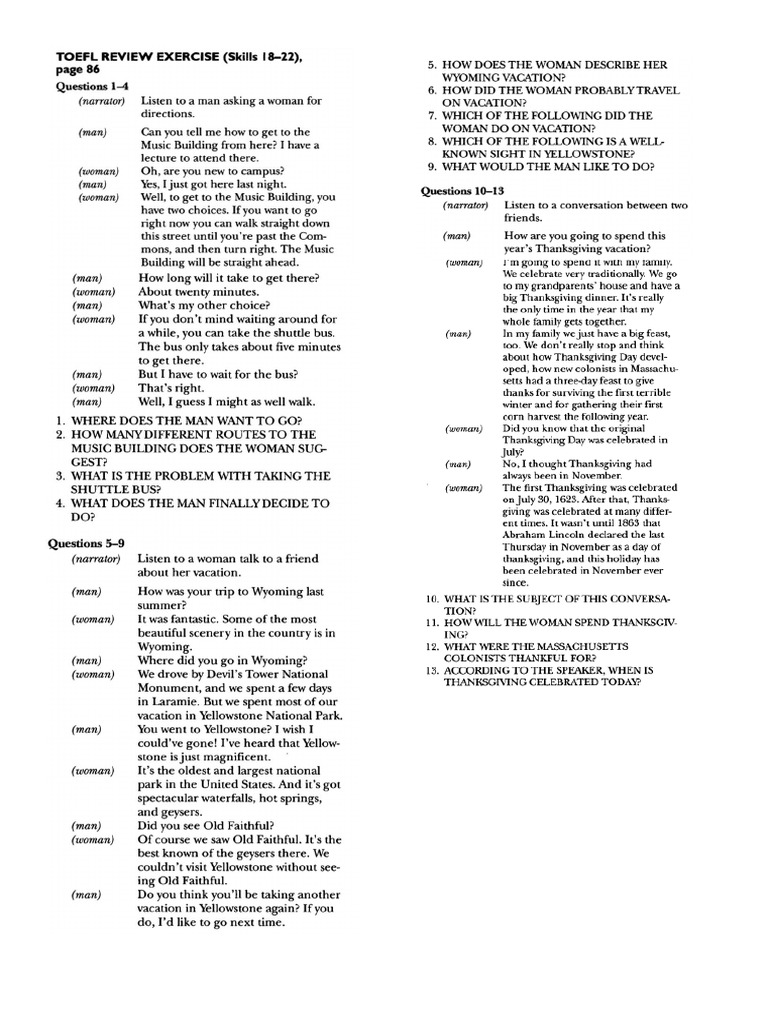 Toefl Exercise18-22 Transcript | PDF