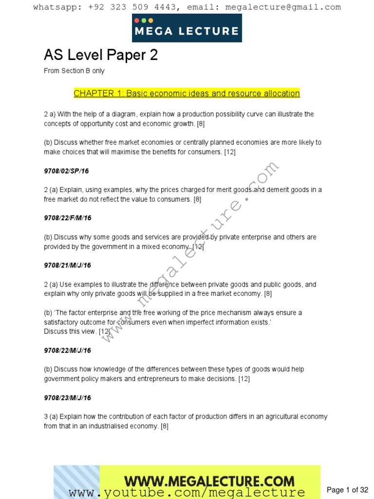 AS Level Economics Paper 2 Guide | PDF | Demand | Price Elasticity Of ...