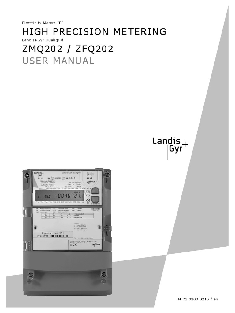 Landis+Gyr HIGH PRECISION METERING ZMQ202 User Manual PDF Power