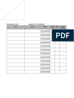 Reading Log Name of Student:: Title Author Rating Check Out Check in Parent Signature