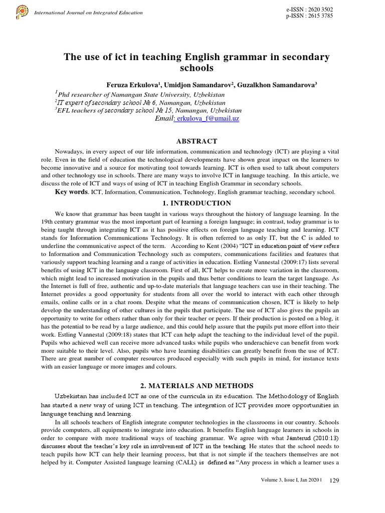 ICT in Teaching English Grammar | PDF | Educational Technology ...