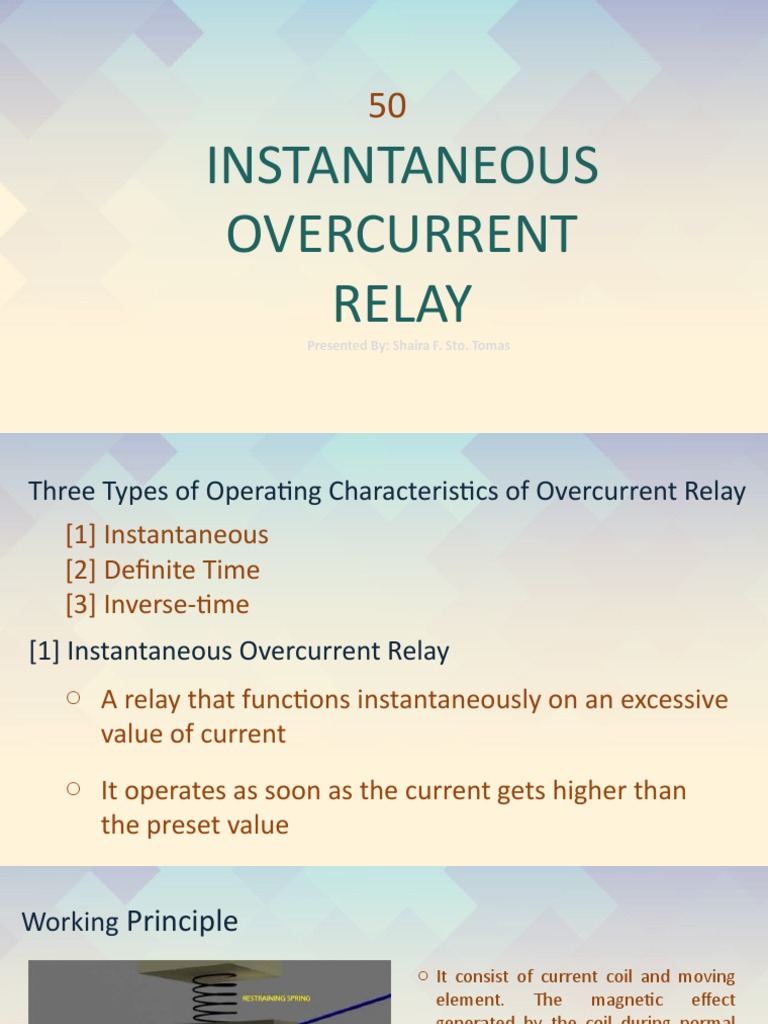 Instantaneous Overcurrent Relay PDF