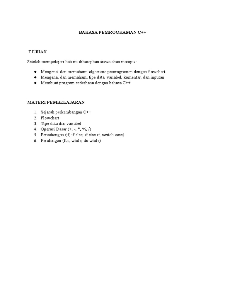 Kamus Dasar Bahasa Pemrograman C++ | PDF | Metode & Bahan Ajar | Komputer