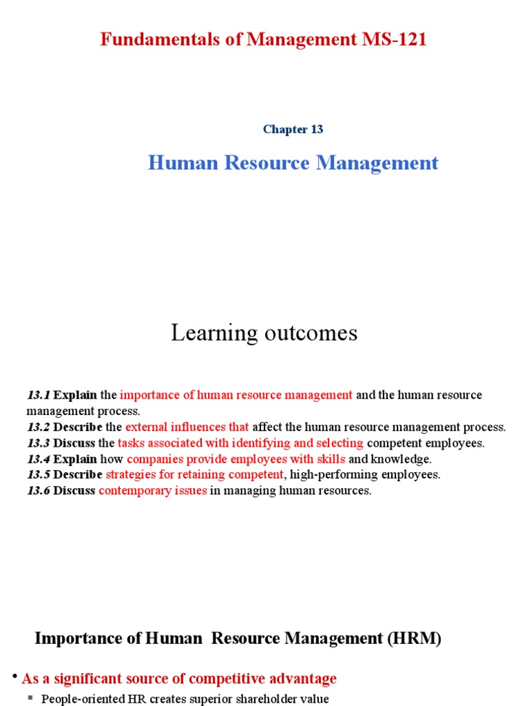 Chapter 13 Human Resource Management | PDF | Human Resource Management ...