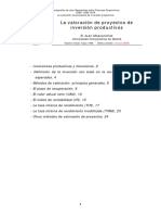 La Valoración de Proyectos de Inversión Productivos. Juan Mascareñas