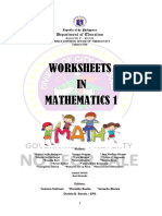 Worksheets IN Mathematics 1: Department of Education