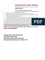 Example Risk Assessment For Motor Vehicle Repair Workshop