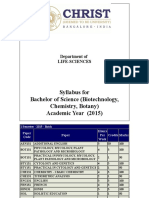 Syllabus For Bachelor of Science (Biotechnology, Chemistry, Botany) Academic Year (2015)