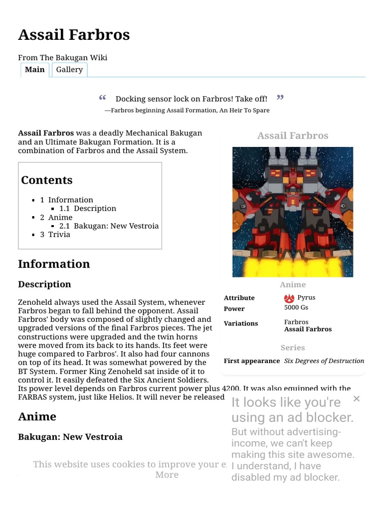 Assail Farbros - The Bakugan Wiki, PDF, Leisure