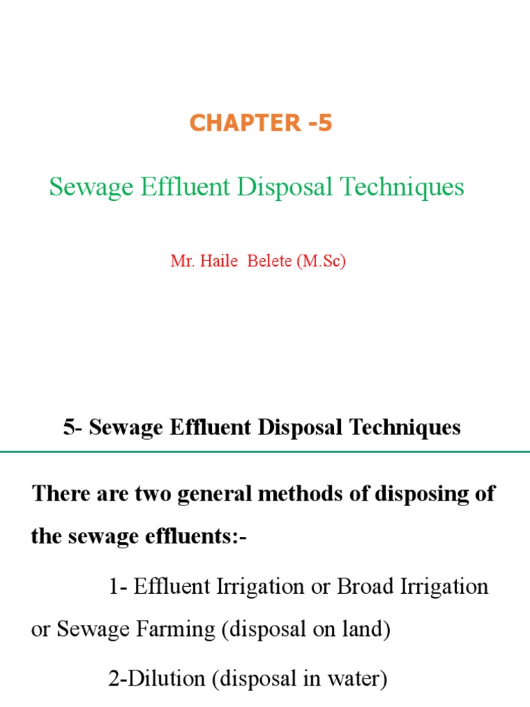 Sewage Effluent Disposal Techniques | PDF | Sewage | Water Purification